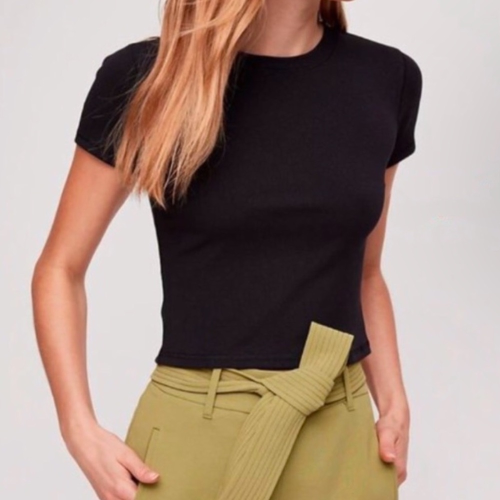 Wilfred Free Nora Cropped Top Black Ribbed